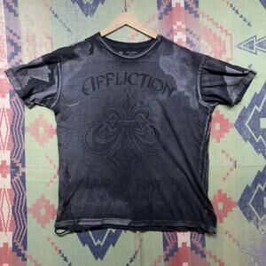 Affliction Vintage Fleur De Lis  T Shirt Size XXL Y2K 2000s